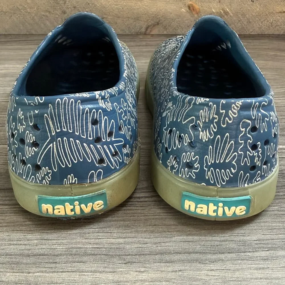 Native Jefferson Slip On Shoes Kids Size C11 Fern Leaf Print Glow In The Dark